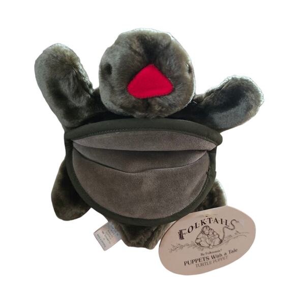 Folkmanis Folktails Turtle Hand Puppet Plush Large Realistic Stuffed Animal - Picture 1 of 5